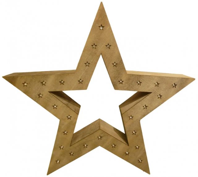 Apac Wooden LED Star Ornament 52cm