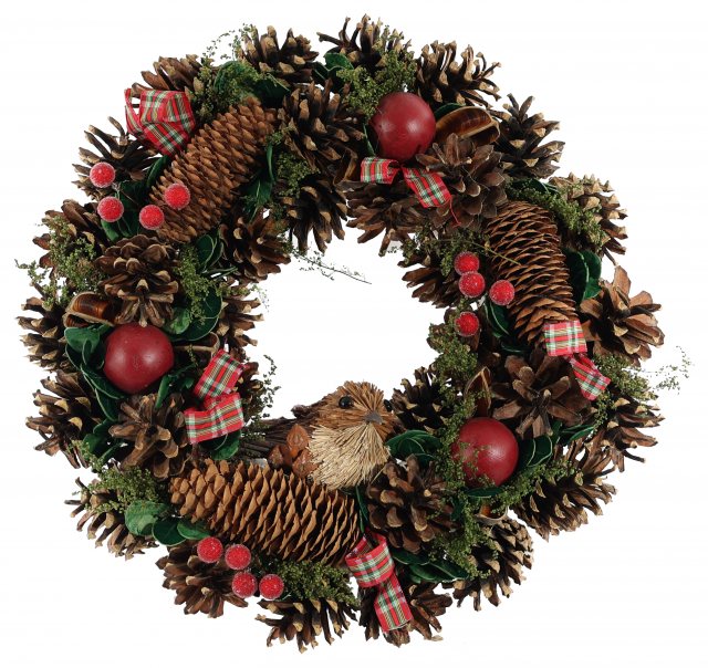 Apac Wreath With Tartan Bows 36cm