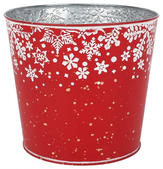 Apac Red Snowflake Planter With Liner