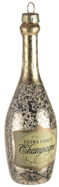 Apac Glass Champagne Bottle Ornament 13.5cm x 4.5cm