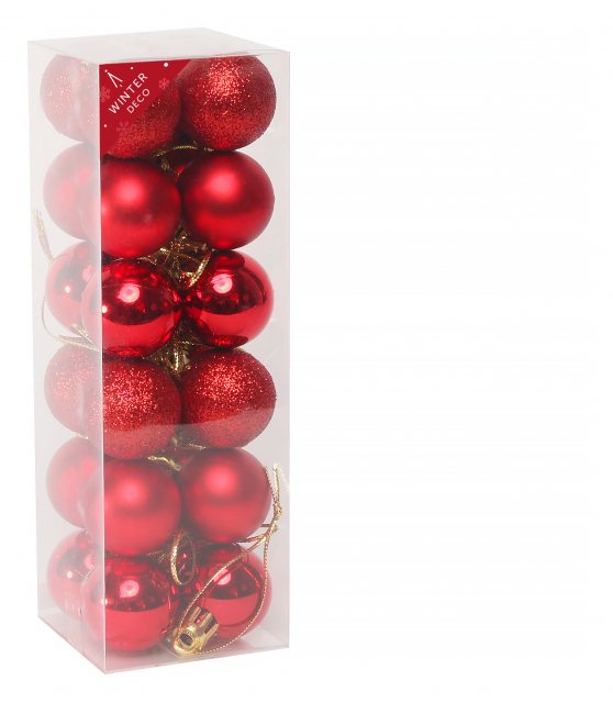 Apac Shatterproof Red Baubles 3cm 24 Pack
