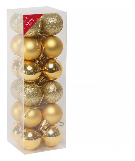 Apac Shatterproof Gold Baubles 3cm 24 Pack
