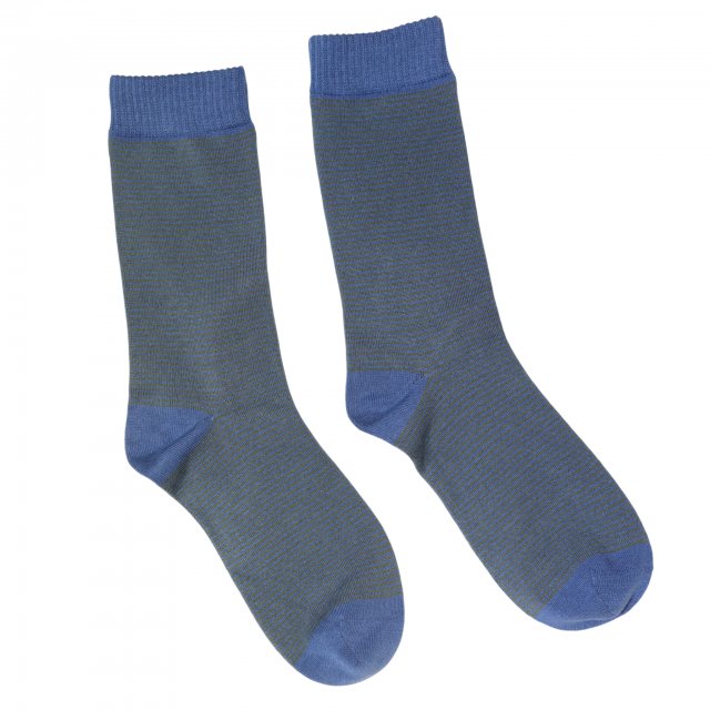 Jess & Lou Bamboo Striped Sock Petrol Blue