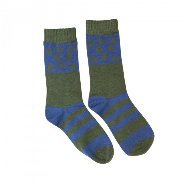 Jess & Lou Bamboo Geometric Sock Petrol Blue