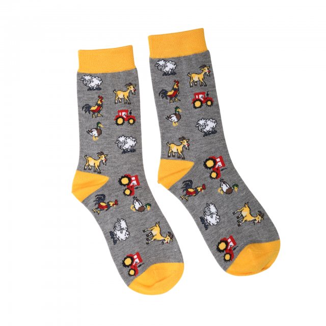 Jess & Lou Bamboo Farmyard Sock Grey