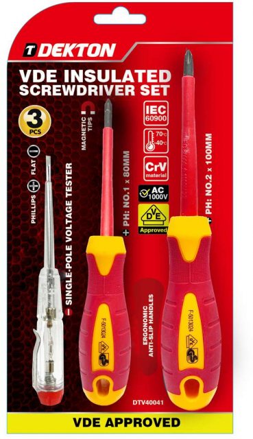 Dekton VDE Insulated Screwdriver Bit Set 3 Piece