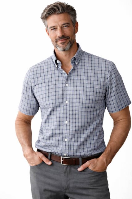 Carabou Carabou Short Sleeved Large Check Shirt Grey