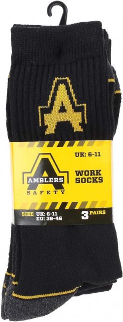 Amblers Amblers Work Sock Black 3 Pack