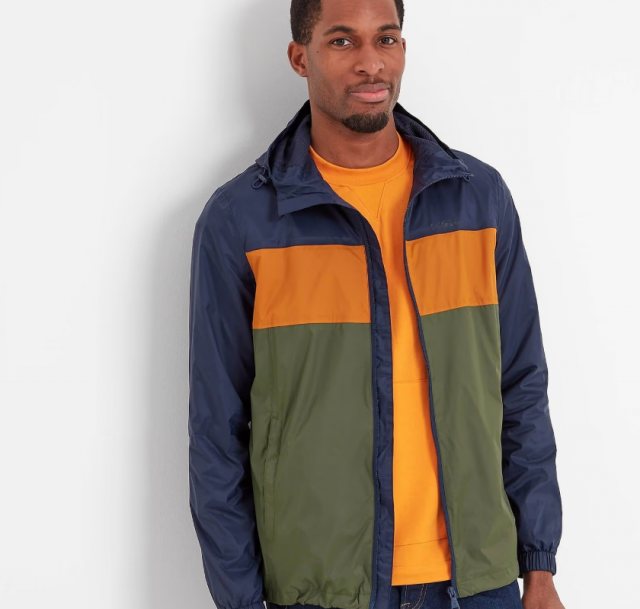 Tog24 Tog24 Craven Waterproof Colourblock Jacket Khaki/Navy/Dark Orange