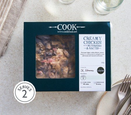 Cook Frozen Creamy Chicken With Mushrooms & Bacon Ready Meal For 1