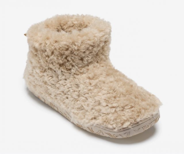 Bedroom Athletics Lauren Luxury Borg Fleece Short Slipper Boot Biscuit