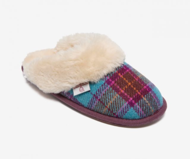 Bedroom Athletics Pippa Checked Slipper Turquoise