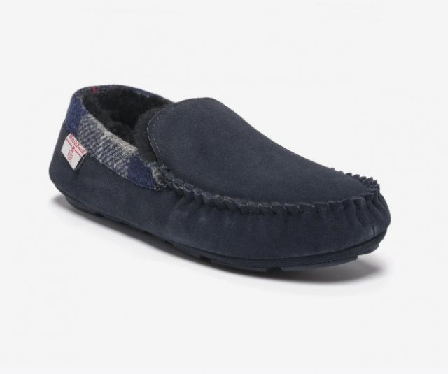 BEDROOMA Bedroom Athletics Hank Suede Moccasin Slipper Navy