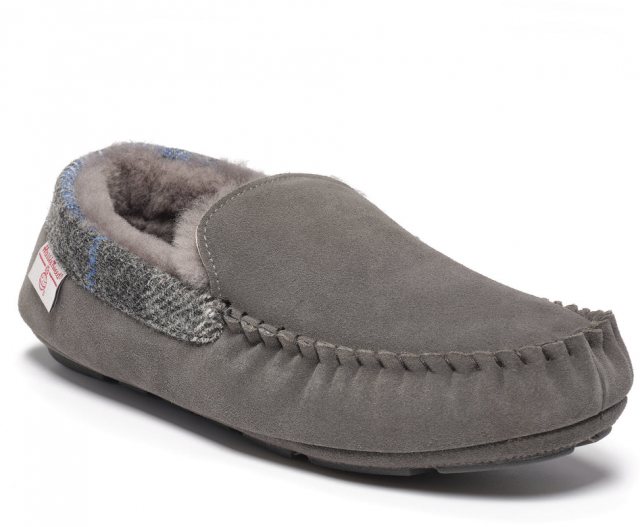 BEDROOMA Bedroom Athletics Hanks Suede Moccasin Slipper Grey