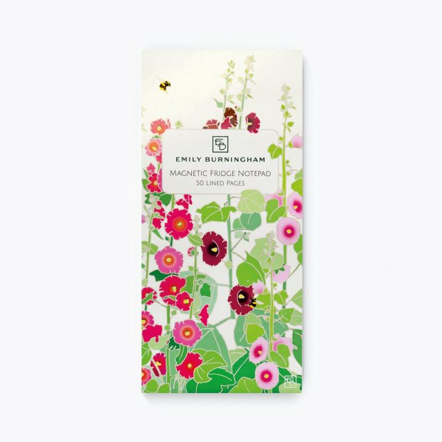 Emily Burningham Magnetic Fridge Notepad Hollyhocks