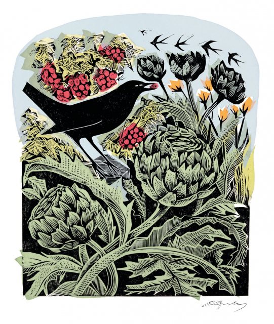 Angela Harding Blackbird & Artichoke Card