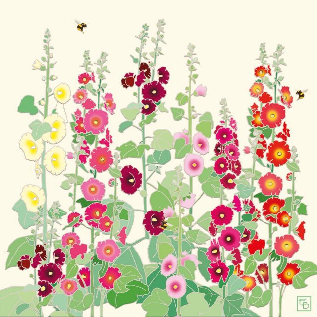Emily Burningham Hollyhocks Card