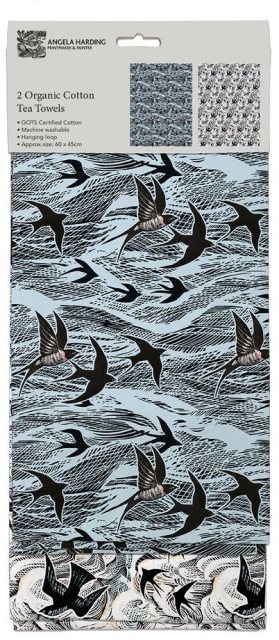 Angela Harding Organic Cotton Tea Towel 2 Pack Swallow & Sea