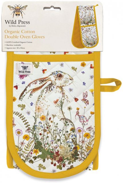 Wild Press Organic Cotton Double Oven Glove Wildflower Hare