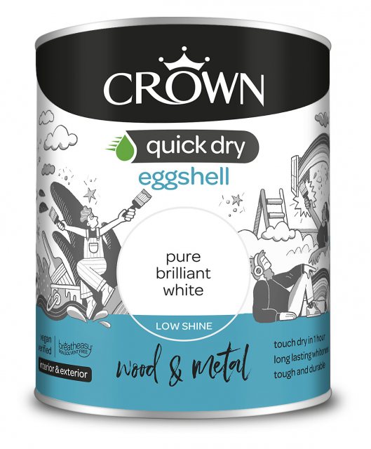 Crown Crown Eggshell Quick Dry 750ml White