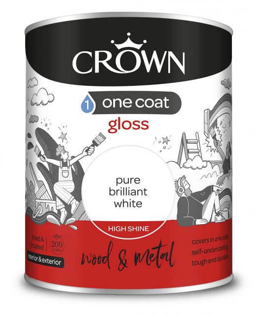 Crown Crown Gloss Paint One Coat 750ml White