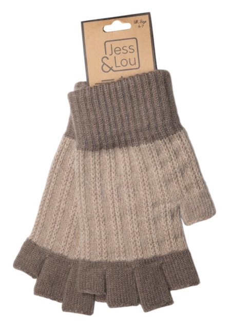 Jess & Lou Knitted Fingerless Glove Oatmeal/Cappuccino