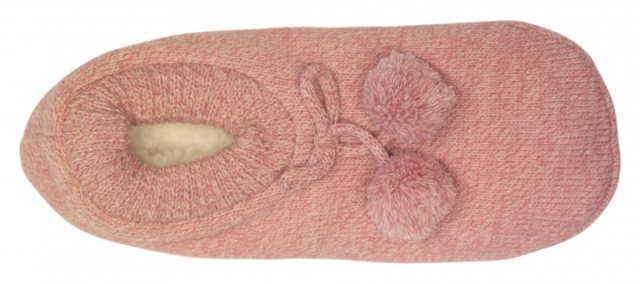Jess & Lou Ladies' Cosy Marl Slipper Sock Pink
