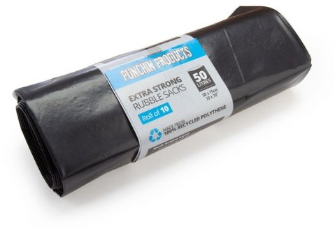 Punchin Black Rubble Sacks 50L 10 Pack