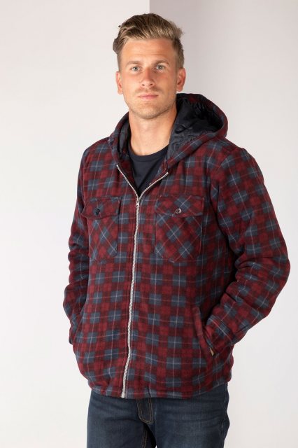 Rydale Rydale Ulrome Hooded Fleece Overshirt Wine Check
