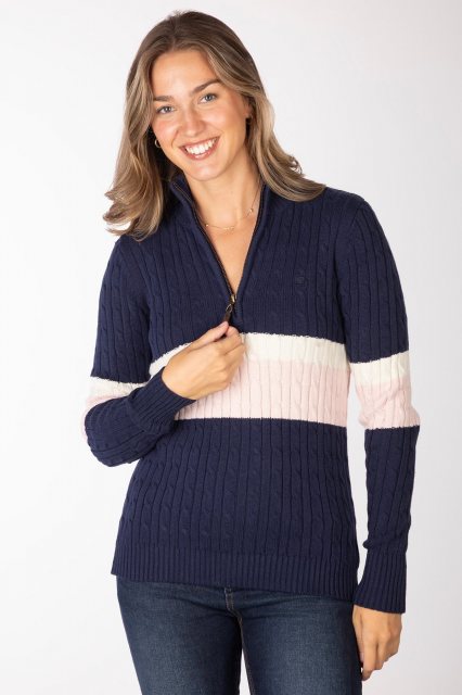 Rydale Rydale Bramham 1/4 Zip Jumper Navy Stripe