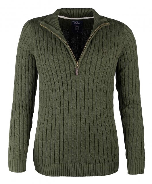 Rydale Rydale Emma Cable 1/4 Zip Jumper Khaki