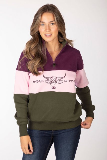 Rydale Rydale Byland Cow Sweatshirt Olive/Sorbet/Berry