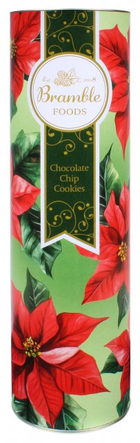 Bramble Foods Chocolate Chip Cookie Drum 200g Poinsettia
