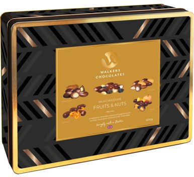 Walkers Assorted Chocolate Fruit & Nuts Tin 600g