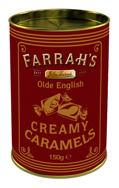 Farrah's Olde English Creamy Caramels Drum 150g