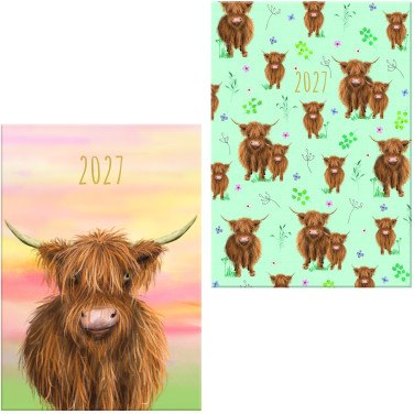 JADE Highland Cow Week to View Diary A5 2027 Assorted