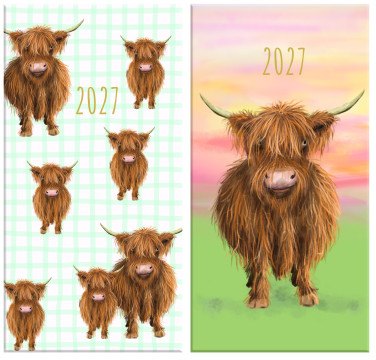 JADE Highland Cow Week to View Slim Diary 2027 Assorted