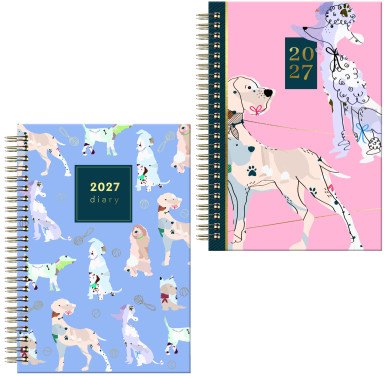 JADE Illustrated Dogs Week to View Diary A5 2027 Assorted