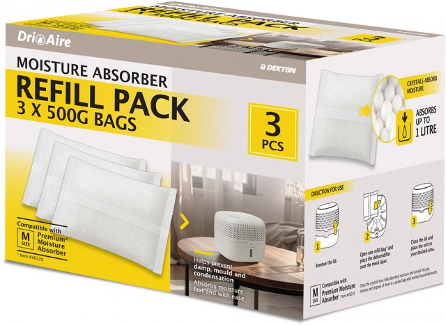 Dri Aire Moisture Absorber Refill Bag 500g 3 Pack