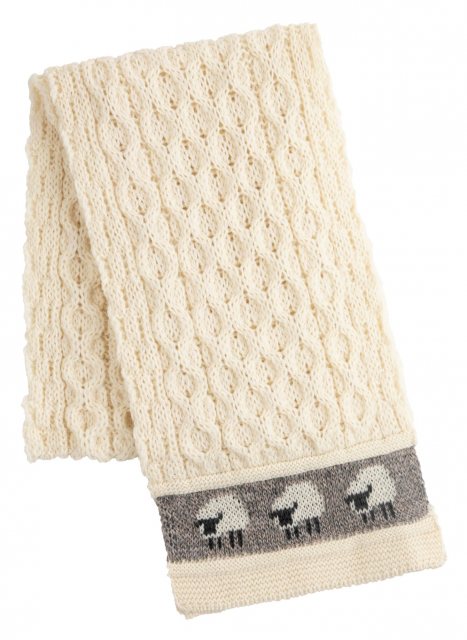 J M Cooper JM Cooper Aran Sheep Scarf Ecru