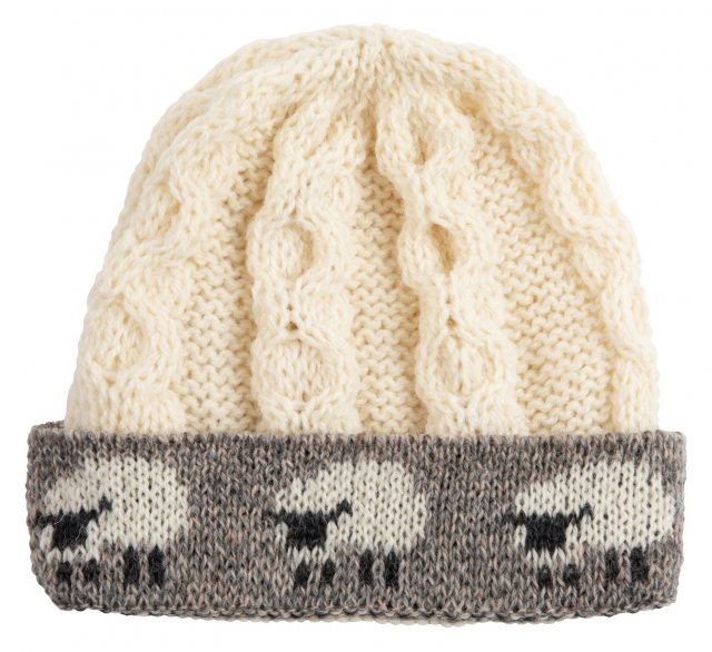 J M Cooper JM Cooper Aran Sheep Hat Ecru