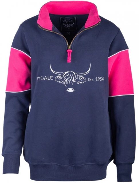 Rydale Rydale Byland Cow Sweatshirt Navy/Bonbon