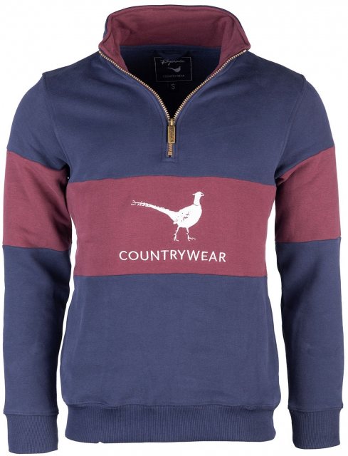 Rydale Rydale Byland Pheasant Sweatshirt Navy/Wine/Navy