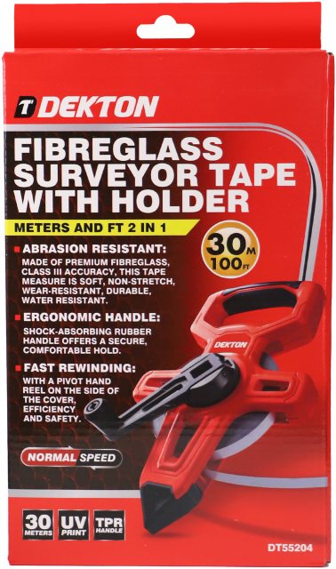 DEKTON Dekton Fibreglass Surveyor Tape 30m