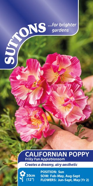 SUTTONS Suttons Eschscholzia Frilly Fun Appleblossom Poppy Seeds