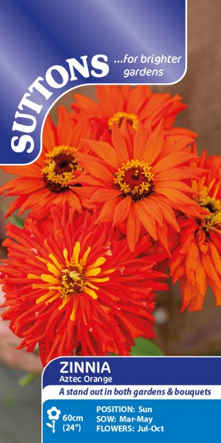 SUTTONS Suttons Zinnia Aztec Orange Seeds