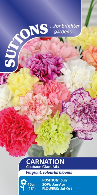 SUTTONS Suttons Chabaud Giant Mix Carnation Seeds