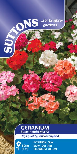 SUTTONS Suttons Super Hybrid Geranium F2 Seeds