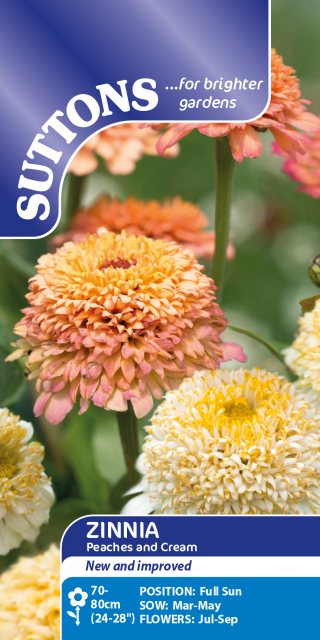 SUTTONS Suttons Peaches & Cream Zinnia Seeds