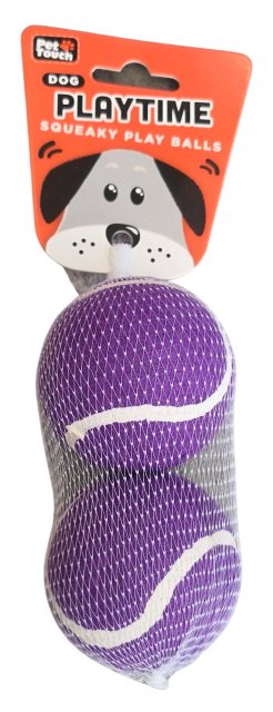 Pet Touch Playtime Doggy Squeaky Play Balls 2 Pack Assorted